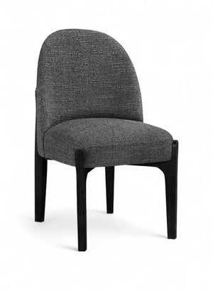 Meridian Furniture Torino Linen Upholstered Dining Chair with Brass Accents and Wood Frame for Modern Rooms Style 3 Black 88003Black-C
