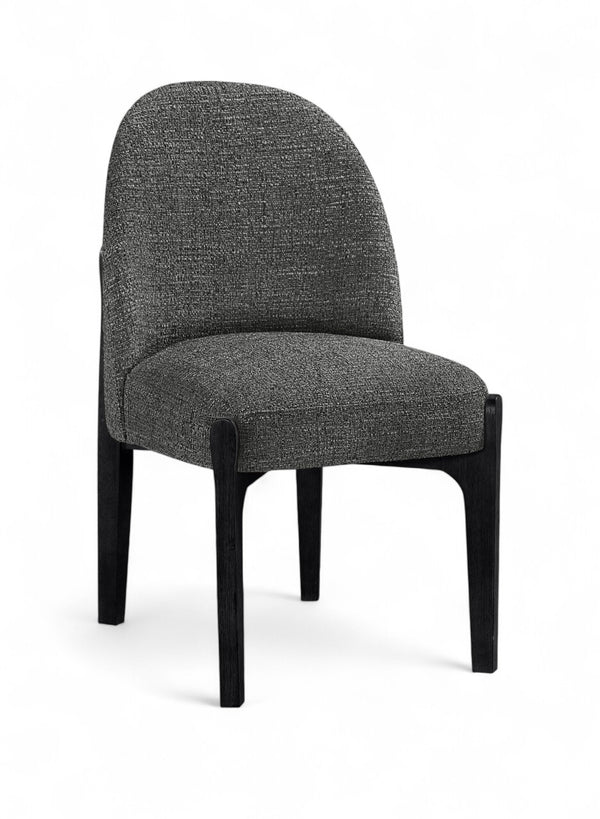 Meridian Furniture Torino Linen Upholstered Dining Chair with Brass Accents and Wood Frame for Modern Rooms Style 3 Black 88003Black-C