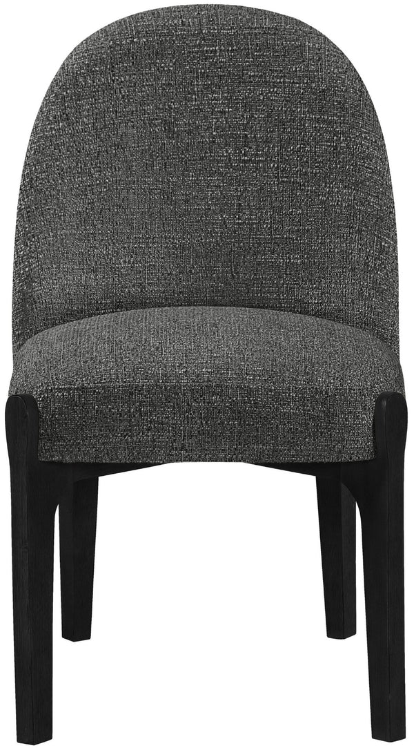 Meridian Furniture Torino Linen Upholstered Dining Chair with Brass Accents and Wood Frame for Modern Rooms Style 3 Black 88003Black-C