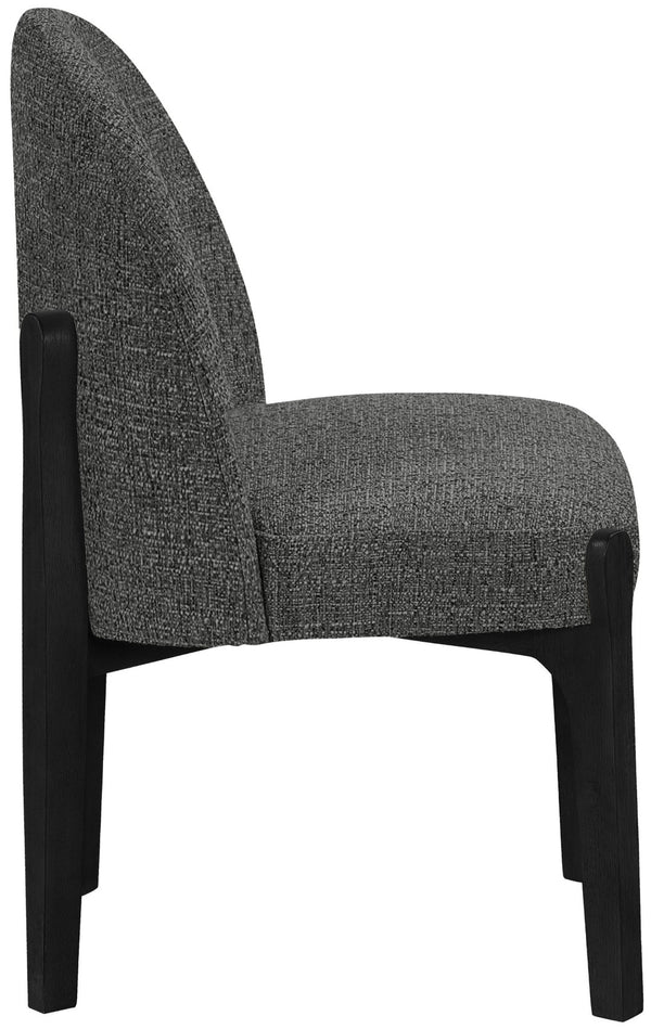 Meridian Furniture Torino Linen Upholstered Dining Chair with Brass Accents and Wood Frame for Modern Rooms Style 3 Black 88003Black-C