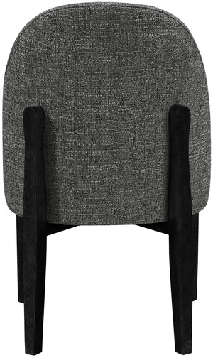 Meridian Furniture Torino Linen Upholstered Dining Chair with Brass Accents and Wood Frame for Modern Rooms Style 3 Black 88003Black-C