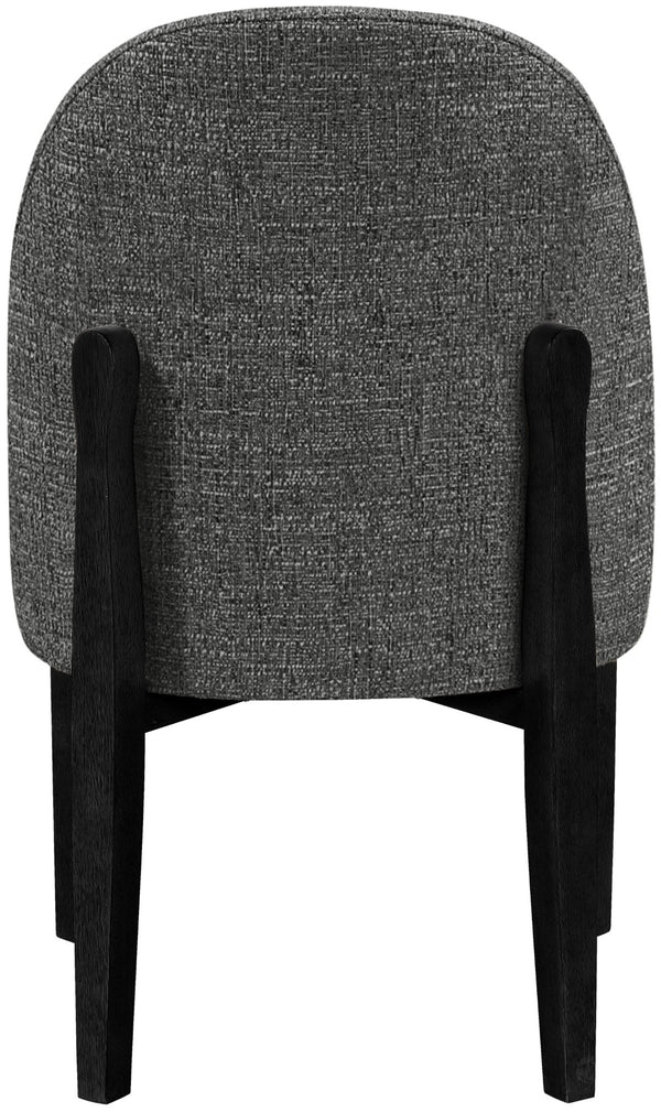Meridian Furniture Torino Linen Upholstered Dining Chair with Brass Accents and Wood Frame for Modern Rooms Style 3 Black 88003Black-C
