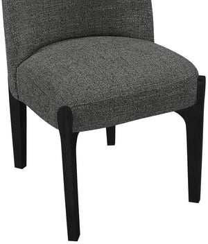 Meridian Furniture Torino Linen Upholstered Dining Chair with Brass Accents and Wood Frame for Modern Rooms Style 3 Black 88003Black-C