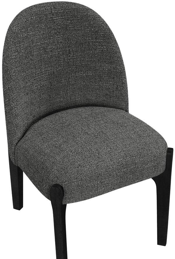 Meridian Furniture Torino Linen Upholstered Dining Chair with Brass Accents and Wood Frame for Modern Rooms Style 3 Black 88003Black-C