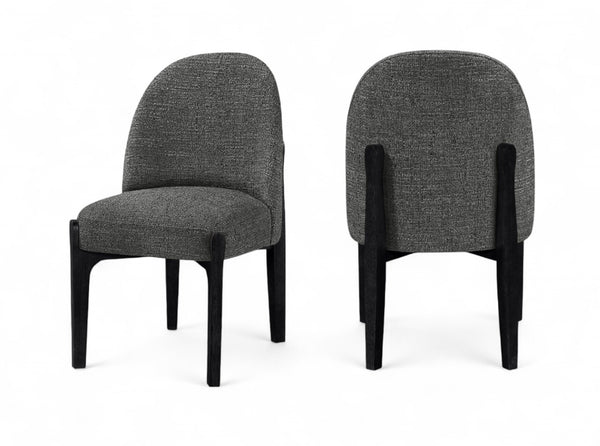 Meridian Furniture Torino Linen Upholstered Dining Chair with Brass Accents and Wood Frame for Modern Rooms Style 3 Black 88003Black-C