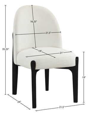 Meridian Furniture Torino Linen Upholstered Dining Chair with Brass Accents and Wood Frame for Modern Rooms Style 3 Cream 88003Cream-C