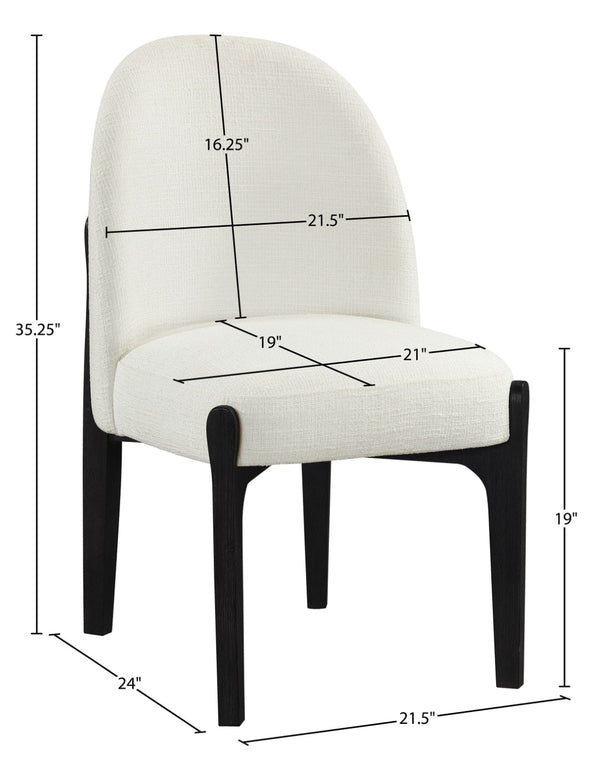 Meridian Furniture Torino Linen Upholstered Dining Chair with Brass Accents and Wood Frame for Modern Rooms Style 3 Cream 88003Cream-C