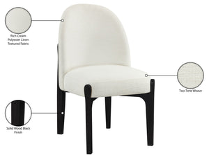 Meridian Furniture Torino Linen Upholstered Dining Chair with Brass Accents and Wood Frame for Modern Rooms Style 3 Cream 88003Cream-C