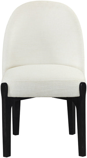 Meridian Furniture Torino Linen Upholstered Dining Chair with Brass Accents and Wood Frame for Modern Rooms Style 3 Cream 88003Cream-C