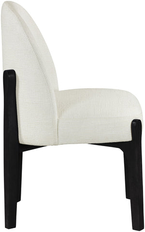 Meridian Furniture Torino Linen Upholstered Dining Chair with Brass Accents and Wood Frame for Modern Rooms Style 3 Cream 88003Cream-C