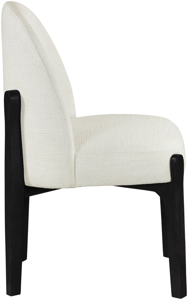 Meridian Furniture Torino Linen Upholstered Dining Chair with Brass Accents and Wood Frame for Modern Rooms Style 3 Cream 88003Cream-C
