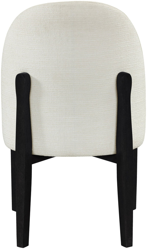 Meridian Furniture Torino Linen Upholstered Dining Chair with Brass Accents and Wood Frame for Modern Rooms Style 3 Cream 88003Cream-C