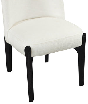 Meridian Furniture Torino Linen Upholstered Dining Chair with Brass Accents and Wood Frame for Modern Rooms Style 3 Cream 88003Cream-C
