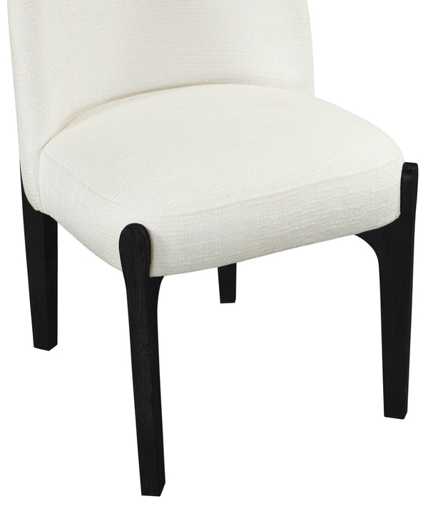 Meridian Furniture Torino Linen Upholstered Dining Chair with Brass Accents and Wood Frame for Modern Rooms Style 3 Cream 88003Cream-C