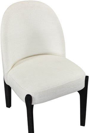 Meridian Furniture Torino Linen Upholstered Dining Chair with Brass Accents and Wood Frame for Modern Rooms Style 3 Cream 88003Cream-C