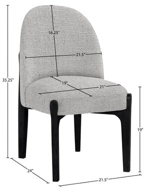 Meridian Furniture Torino Linen Upholstered Dining Chair with Brass Accents and Wood Frame for Modern Rooms Style 3 Grey 88003Grey-C