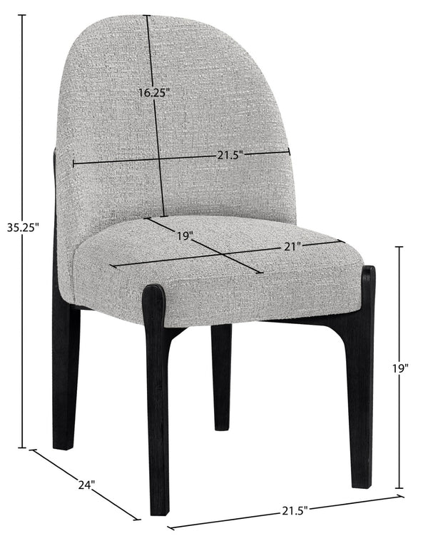 Meridian Furniture Torino Linen Upholstered Dining Chair with Brass Accents and Wood Frame for Modern Rooms Style 3 Grey 88003Grey-C