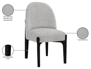 Meridian Furniture Torino Linen Upholstered Dining Chair with Brass Accents and Wood Frame for Modern Rooms Style 3 Grey 88003Grey-C