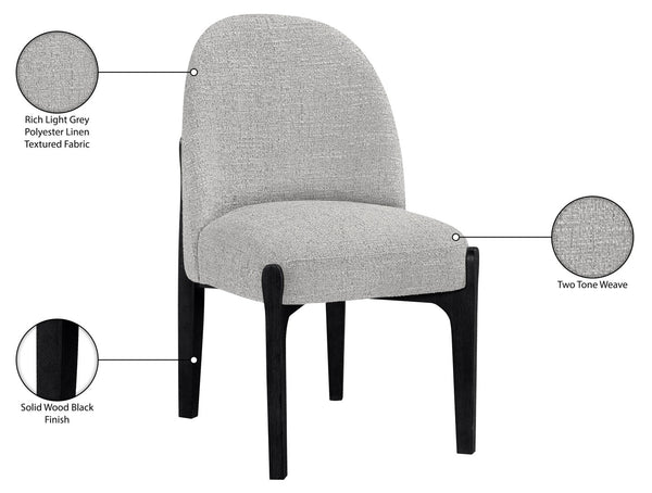 Meridian Furniture Torino Linen Upholstered Dining Chair with Brass Accents and Wood Frame for Modern Rooms Style 3 Grey 88003Grey-C