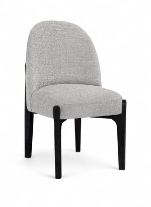 Meridian Furniture Torino Linen Upholstered Dining Chair with Brass Accents and Wood Frame for Modern Rooms Style 3 Grey 88003Grey-C