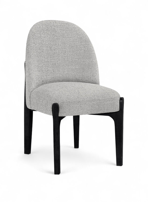 Meridian Furniture Torino Linen Upholstered Dining Chair with Brass Accents and Wood Frame for Modern Rooms Style 3 Grey 88003Grey-C
