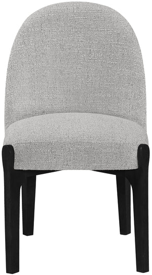 Meridian Furniture Torino Linen Upholstered Dining Chair with Brass Accents and Wood Frame for Modern Rooms Style 3 Grey 88003Grey-C