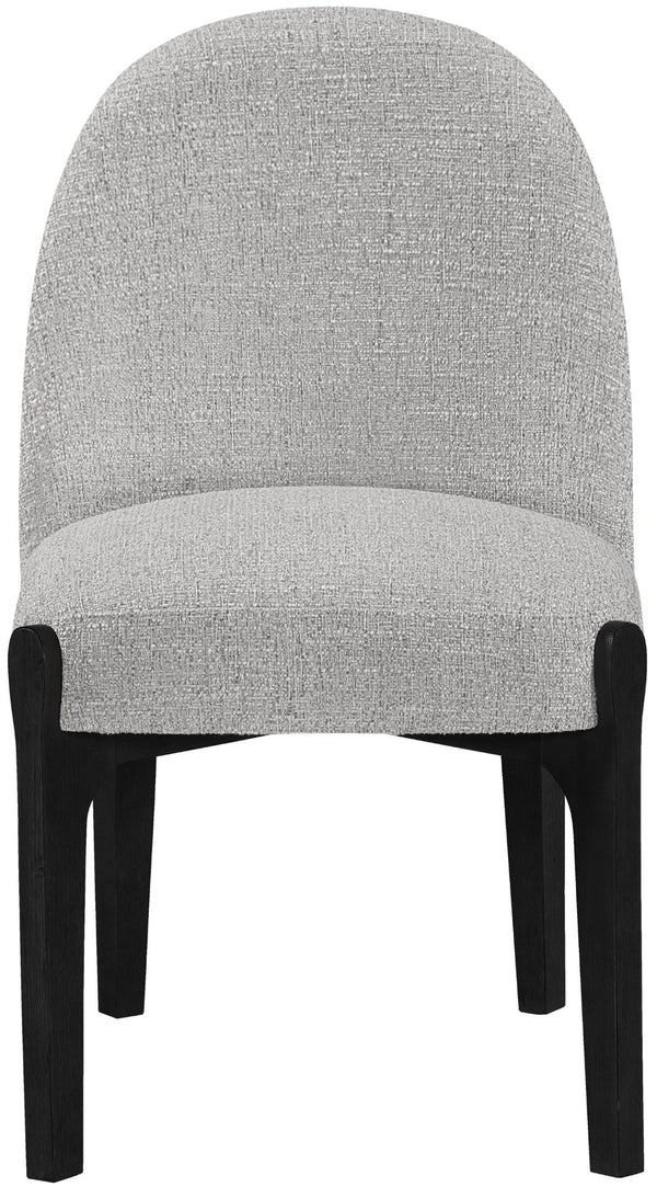 Meridian Furniture Torino Linen Upholstered Dining Chair with Brass Accents and Wood Frame for Modern Rooms Style 3 Grey 88003Grey-C