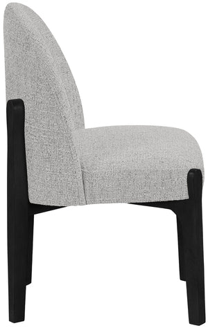 Meridian Furniture Torino Linen Upholstered Dining Chair with Brass Accents and Wood Frame for Modern Rooms Style 3 Grey 88003Grey-C