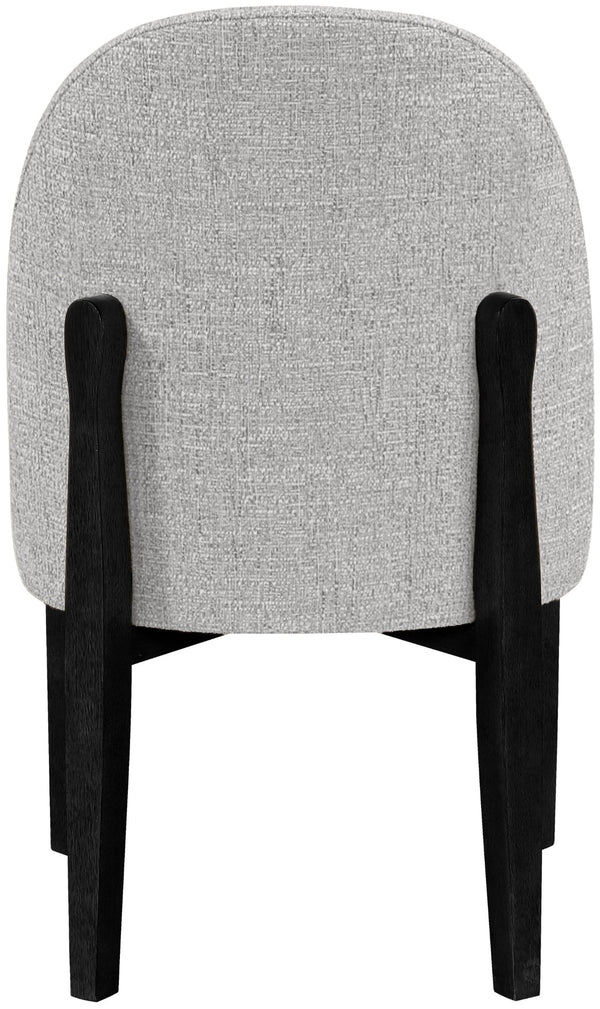 Meridian Furniture Torino Linen Upholstered Dining Chair with Brass Accents and Wood Frame for Modern Rooms Style 3 Grey 88003Grey-C