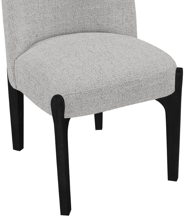 Meridian Furniture Torino Linen Upholstered Dining Chair with Brass Accents and Wood Frame for Modern Rooms Style 3 Grey 88003Grey-C