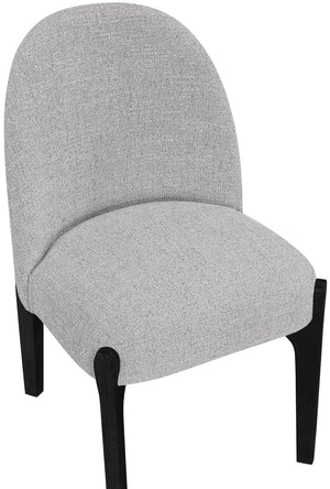 Meridian Furniture Torino Linen Upholstered Dining Chair with Brass Accents and Wood Frame for Modern Rooms Style 3 Grey 88003Grey-C