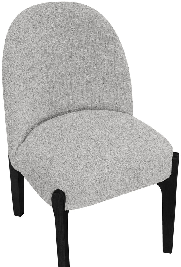 Meridian Furniture Torino Linen Upholstered Dining Chair with Brass Accents and Wood Frame for Modern Rooms Style 3 Grey 88003Grey-C
