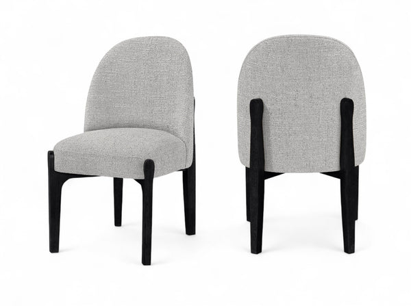 Meridian Furniture Torino Linen Upholstered Dining Chair with Brass Accents and Wood Frame for Modern Rooms Style 3 Grey 88003Grey-C