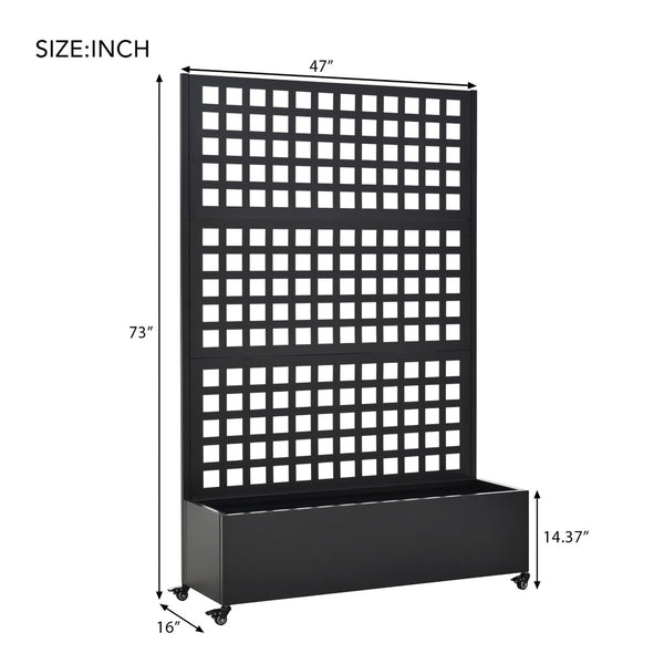 English Elm Metal Galvanized Steel Raised Planter on Wheels with Trellis for Outdoor Climbing Vines W5312P460800