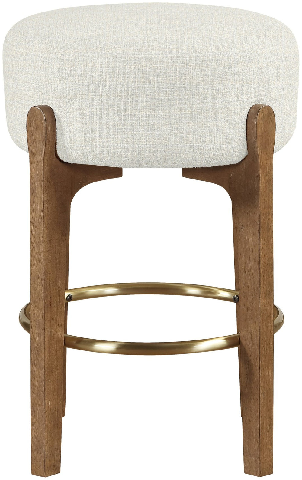 Meridian Furniture Torino Cream Linen Counter Stool with Brass Accents and Solid Wood Frame 88005Cream-C