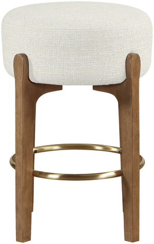 Meridian Furniture Torino Cream Linen Counter Stool with Brass Accents and Solid Wood Frame 88005Cream-C