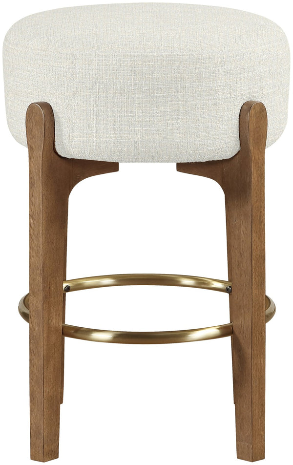 Meridian Furniture Torino Cream Linen Counter Stool with Brass Accents and Solid Wood Frame 88005Cream-C
