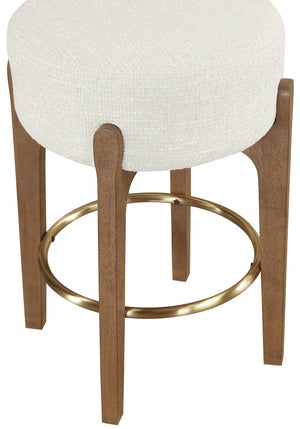 Meridian Furniture Torino Cream Linen Counter Stool with Brass Accents and Solid Wood Frame 88005Cream-C