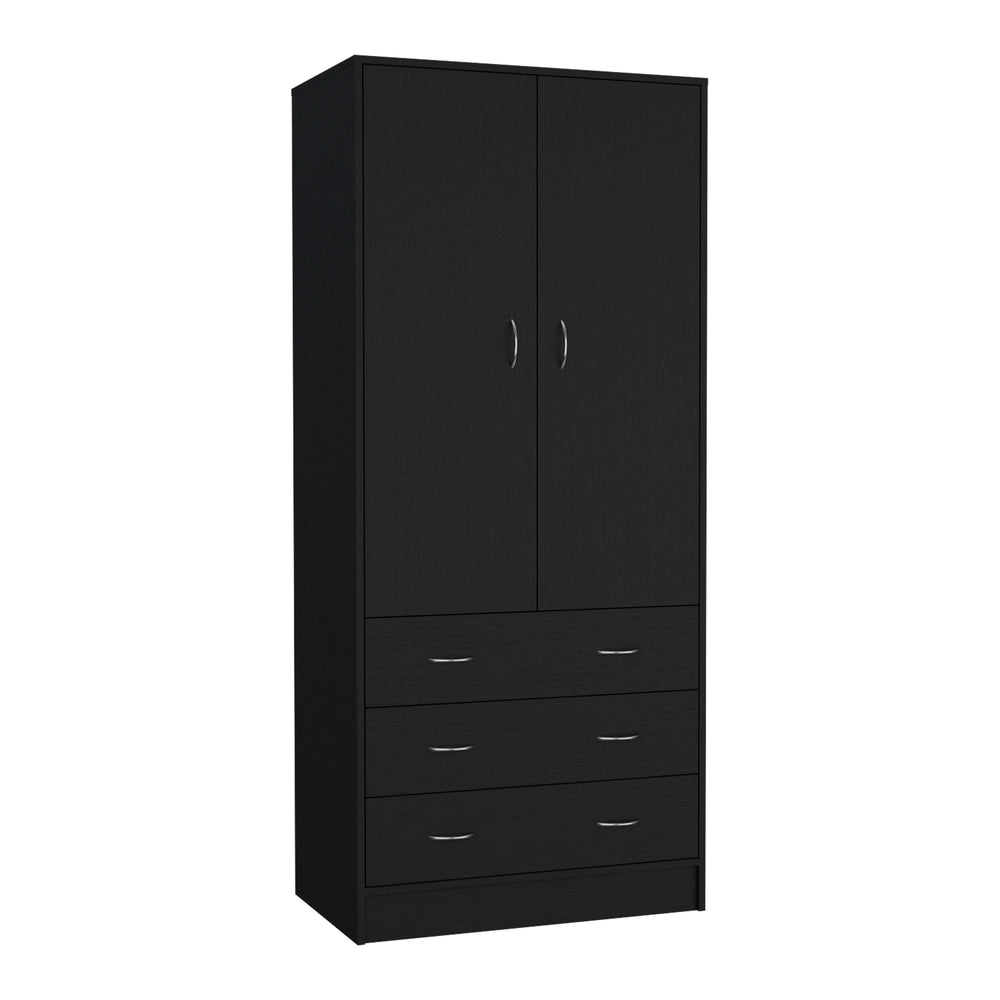 English Elm Taly double door armoire with drawers and laminated particleboard construction for ample storage and style Black 35.4 L x 23.6 W x 6.3 H B070S00236