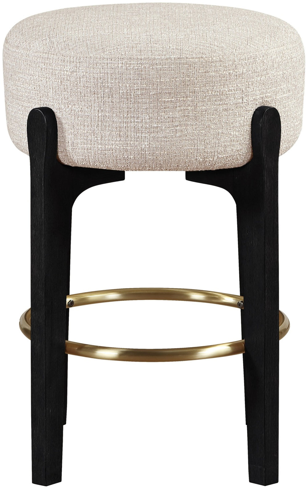 Meridian Furniture Torino Woven Fabric Counterstool with Matte Black Wood Frame and Brass Accents 88006Beige-C