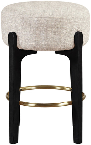 Meridian Furniture Torino Woven Fabric Counterstool with Matte Black Wood Frame and Brass Accents 88006Beige-C