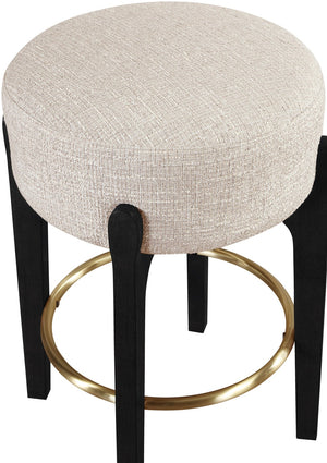 Meridian Furniture Torino Woven Fabric Counterstool with Matte Black Wood Frame and Brass Accents 88006Beige-C