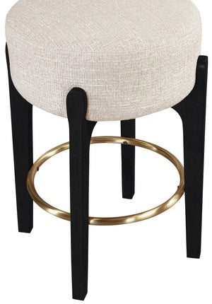 Meridian Furniture Torino Woven Fabric Counterstool with Matte Black Wood Frame and Brass Accents 88006Beige-C