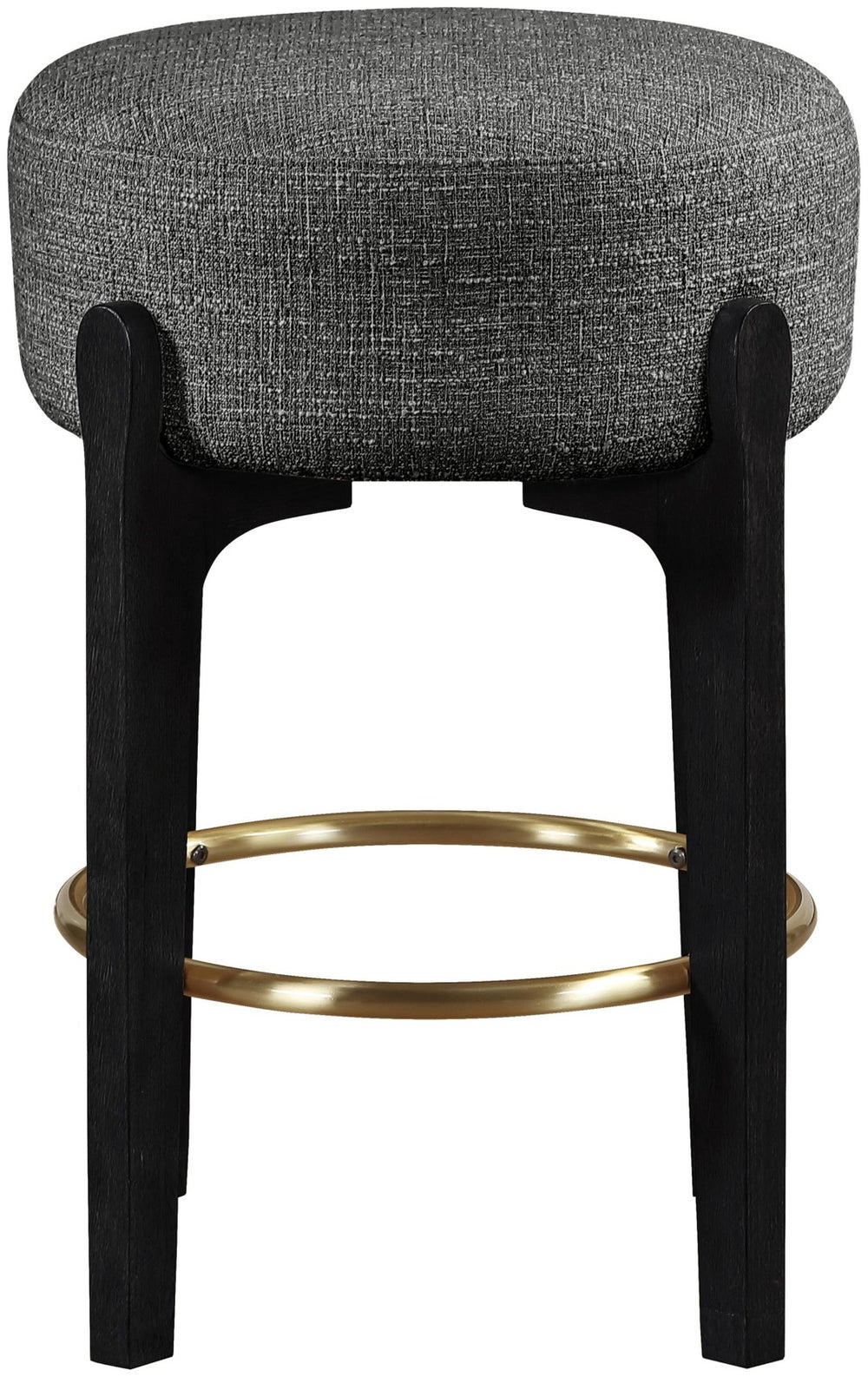 Meridian Furniture Torino Linen Weave Counter Stool with Brass Accents for Kitchen Island Seating 88006Black-C