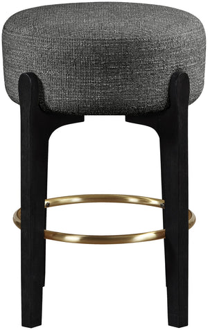 Meridian Furniture Torino Linen Weave Counter Stool with Brass Accents for Kitchen Island Seating 88006Black-C