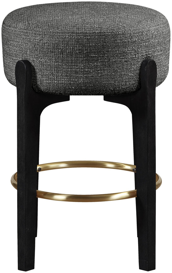 Meridian Furniture Torino Linen Weave Counter Stool with Brass Accents for Kitchen Island Seating 88006Black-C