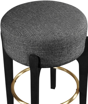 Meridian Furniture Torino Linen Weave Counter Stool with Brass Accents for Kitchen Island Seating 88006Black-C