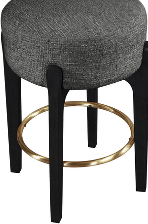 Meridian Furniture Torino Linen Weave Counter Stool with Brass Accents for Kitchen Island Seating 88006Black-C