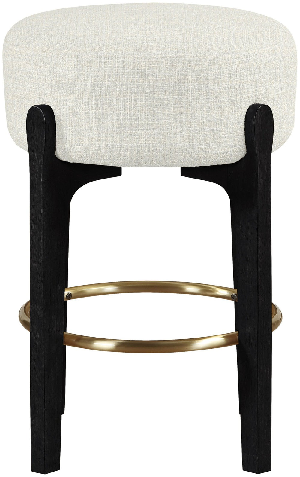 Meridian Furniture Torino Cream Linen Counter Stool with Brass Accents for Kitchen or Home Bar 88006Cream-C