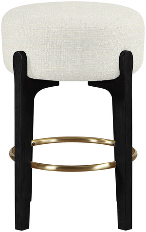 Meridian Furniture Torino Cream Linen Counter Stool with Brass Accents for Kitchen or Home Bar 88006Cream-C